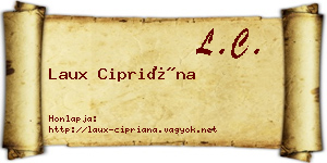 Laux Cipriána névjegykártya